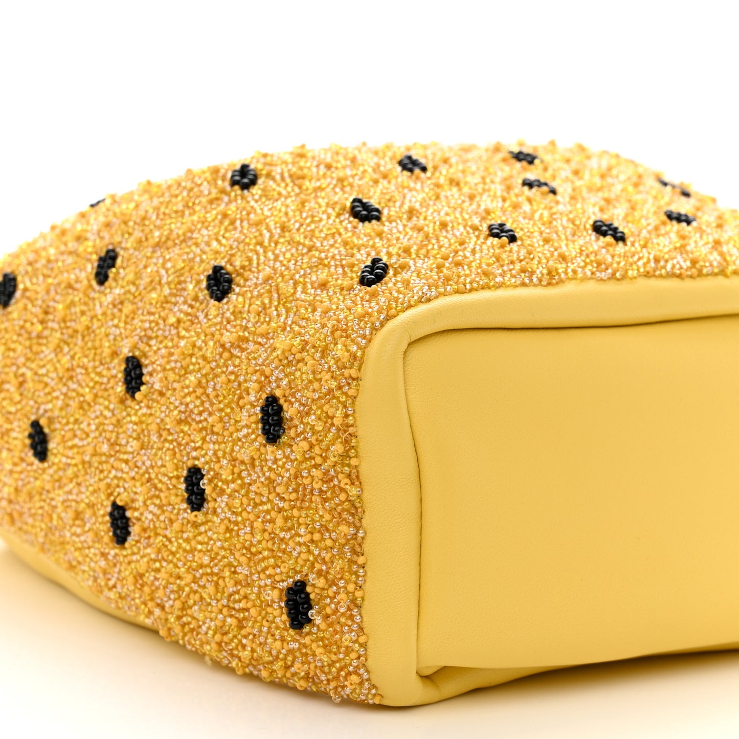 Buttery Nappa Beaded Lambskin Mini Squeeze Bag Yellow