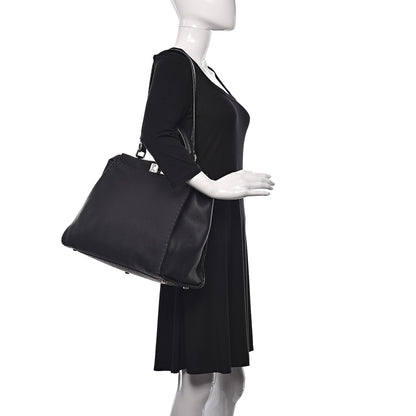 Fendi Cuoio Romano Selleria Bi-Color Large Peekaboo Iconic Satchel Black Mou 2 of 17