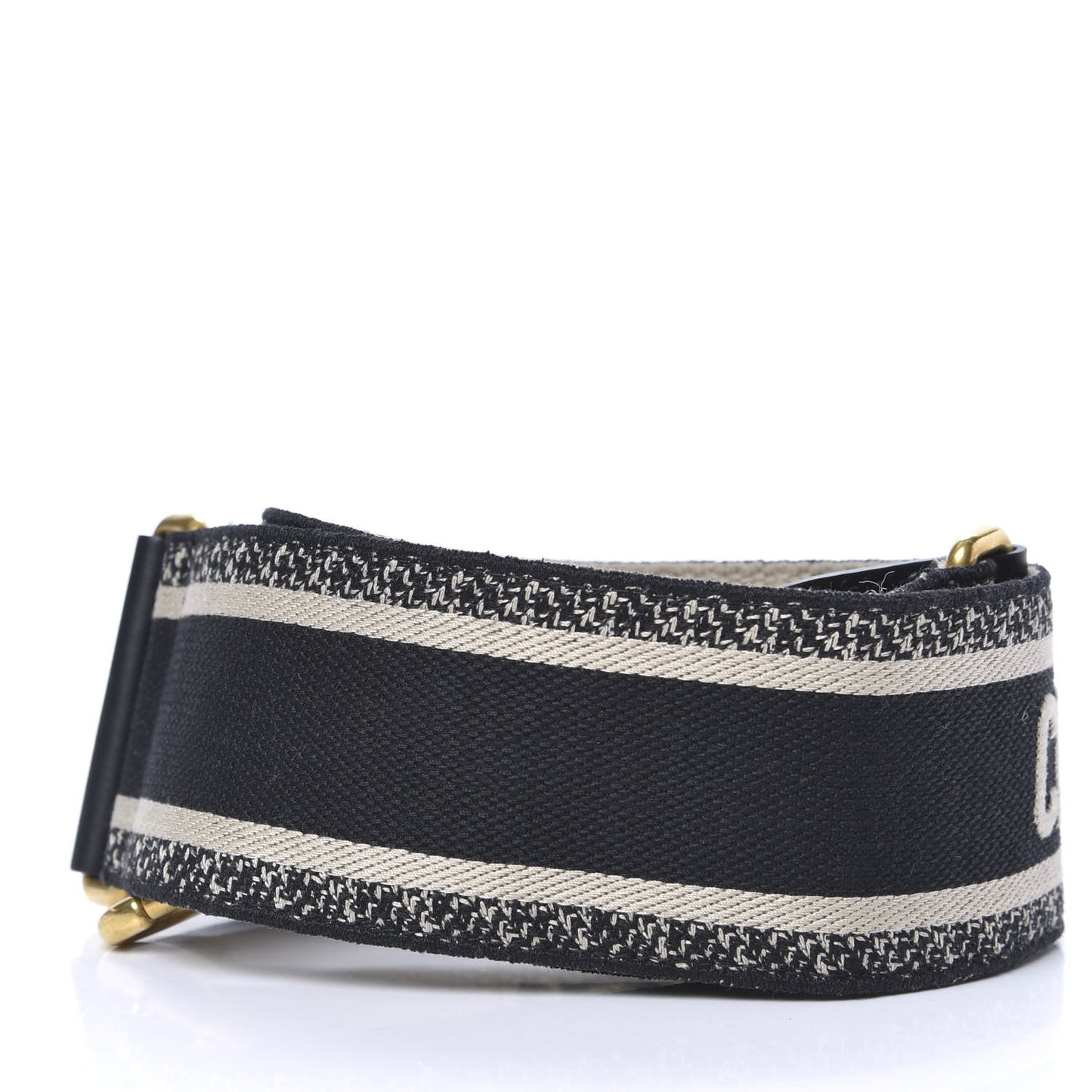 Canvas Embroidered Shoulder Strap Black