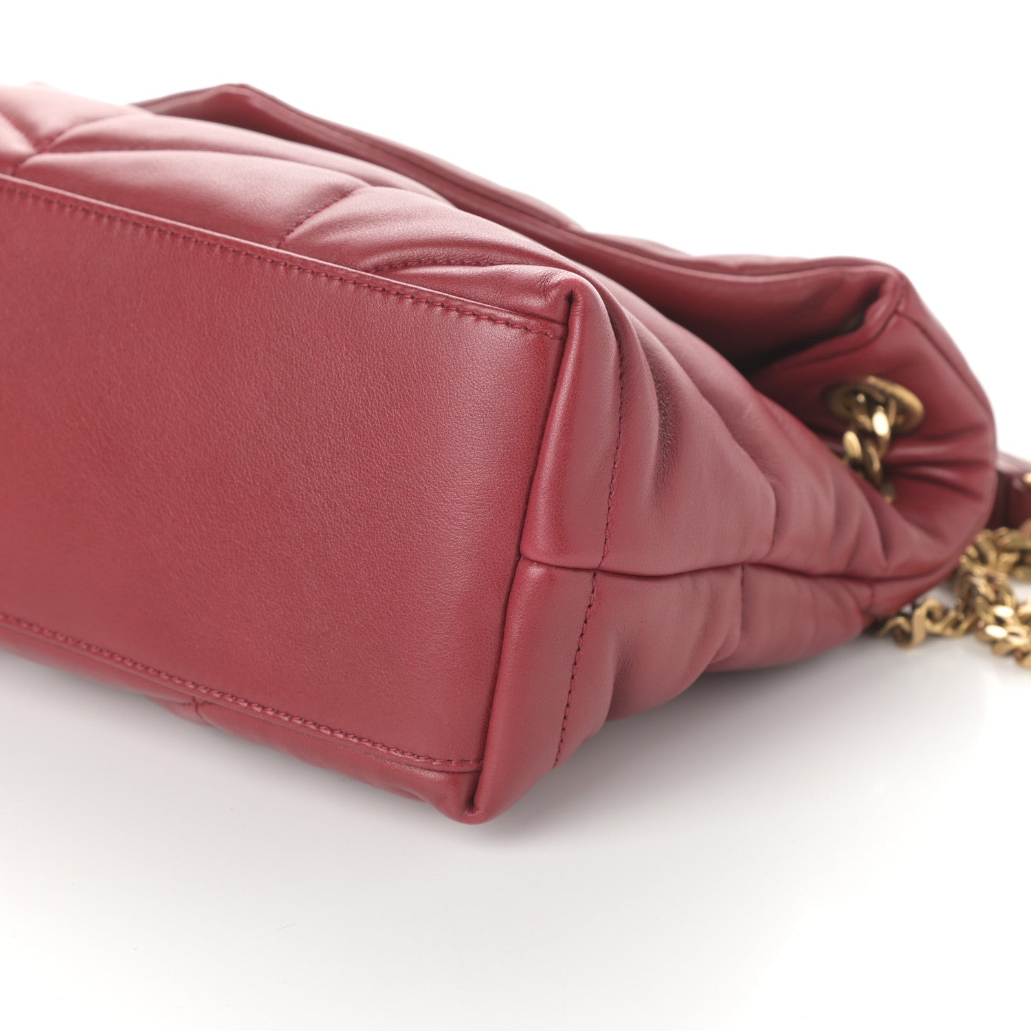Saint Laurent Lambskin Quilted Small Loulou Puffer Monogram Chain Satchel Red 9 of 9