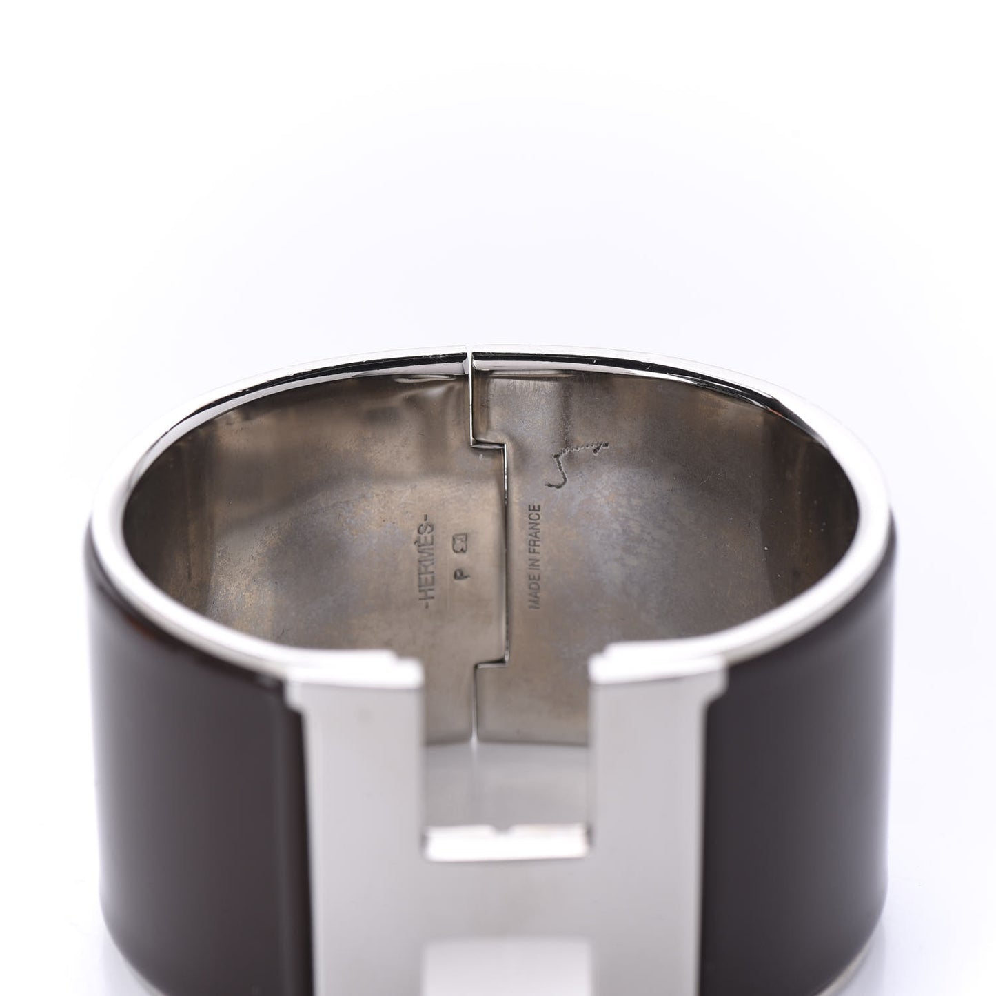 Enamel Extra Wide Clic Clac H Bracelet PM Chocolate