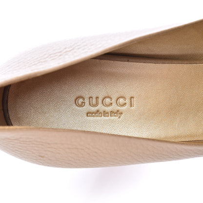 Gucci Metallic Soft Cellarius Calfskin Horsebit Platform Peep Toe Pumps 38 Champagne 6 of 18