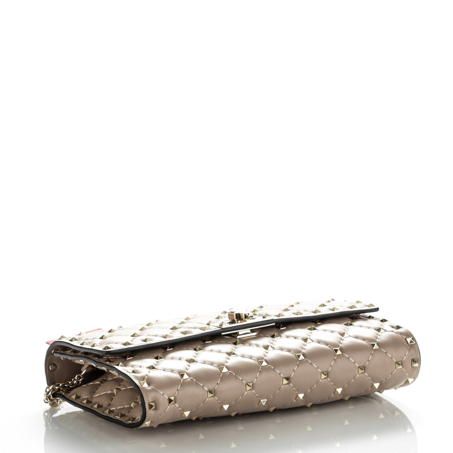 Valentino Garavani Nappa Rockstud Spike Wallet on Chain Poudre 4 of 6