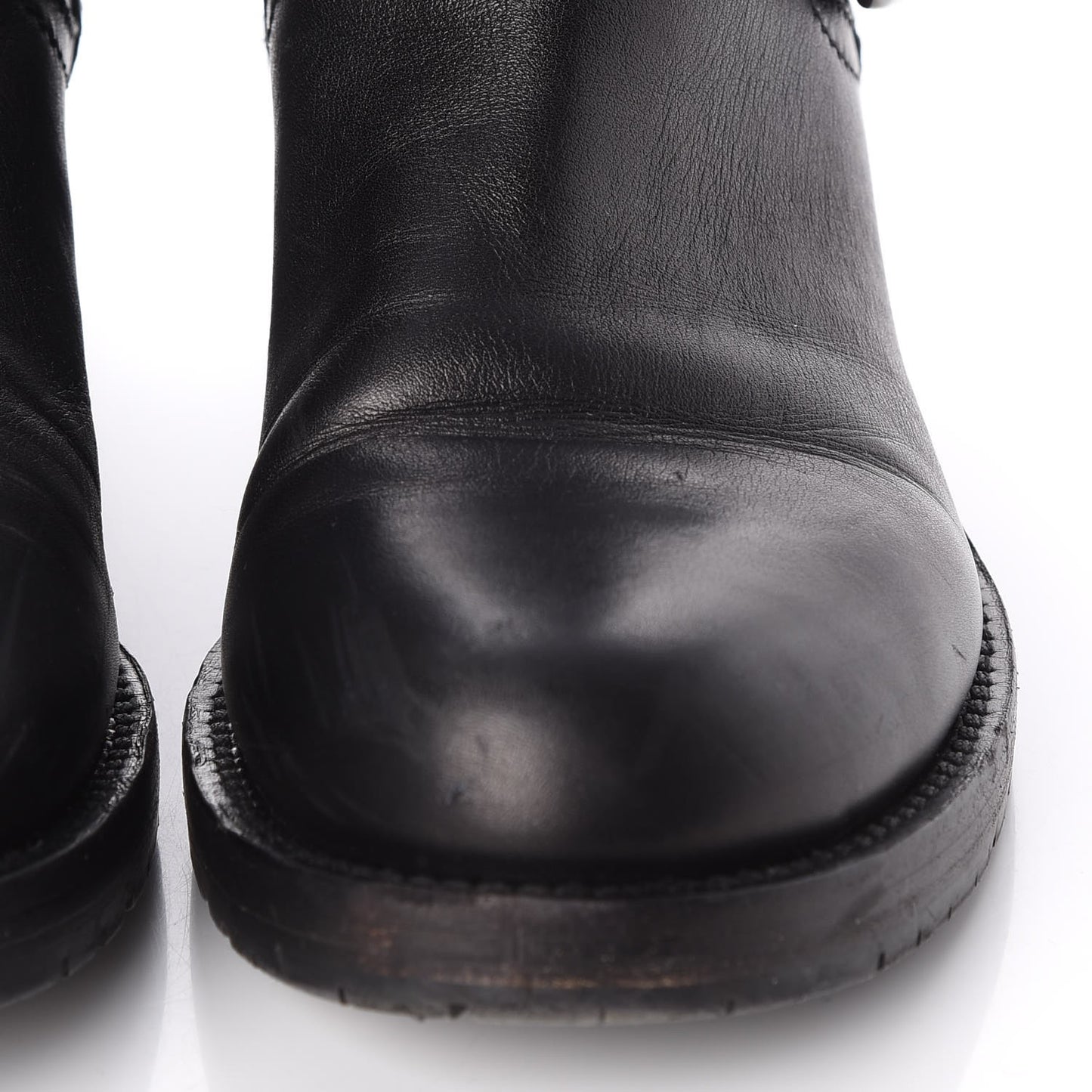 Calfskin Rockstud 30mm Biker Boots 38 Black