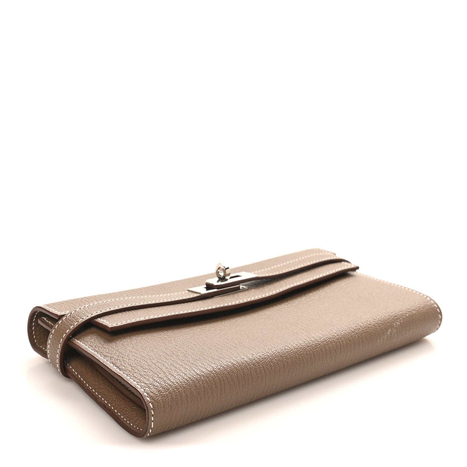 Hermes Chevre Mysore Kelly Longue Wallet Etoupe 4 of 9