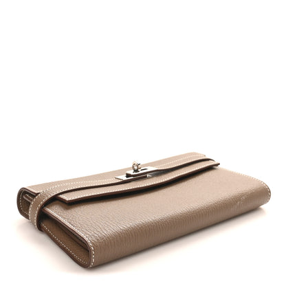 Hermes Chevre Mysore Kelly Longue Wallet Etoupe 4 of 9