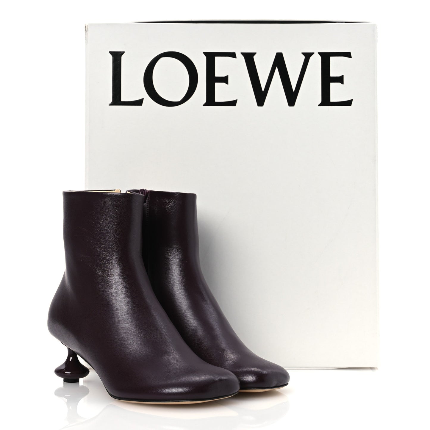 Calfskin Toy Ankle Boots 35 Burgundy