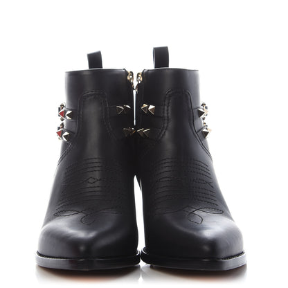 Valentino Garavani Calfskin Rockstud Double Buckle 50mm Cowboy Ankle Boots 38 Black 2 of 9