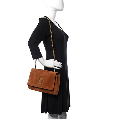 Saint Laurent Smooth Calfskin Suede Medium Reversible Monogram Kate Satchel Light Ochre 2 of 14