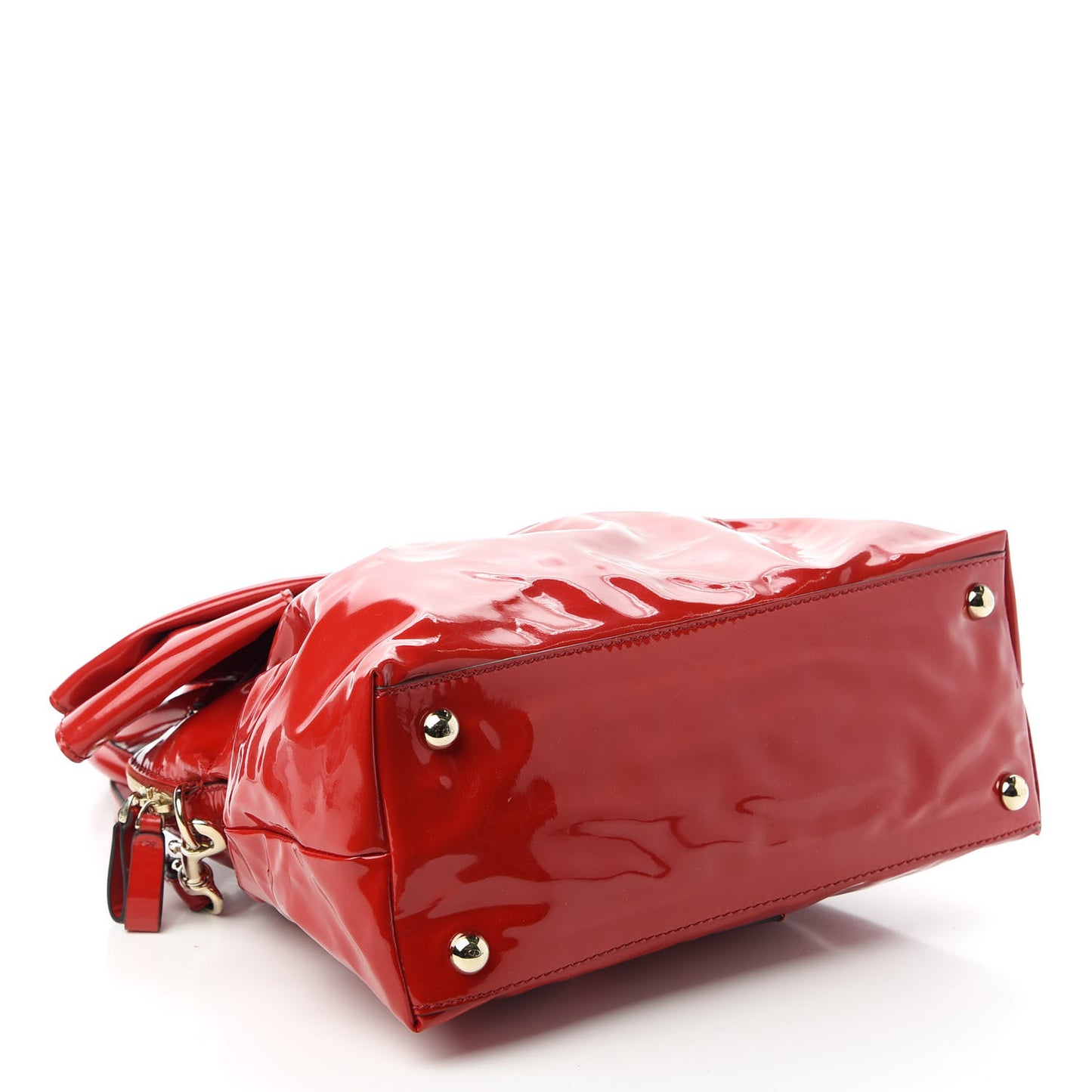 Patent Lacca Bow Dome Tote Red