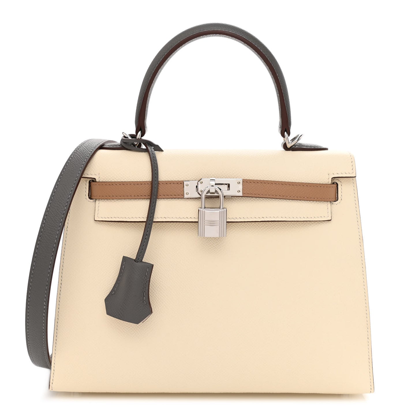 Epsom Tri-Color Kelly Sellier 25 Nata Chai Gris Meyer