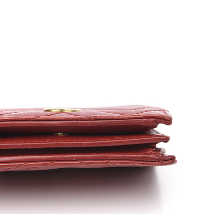 Gucci Calfskin Matelasse GG Marmont Card Case Wallet Hibiscus Red 9 of 15