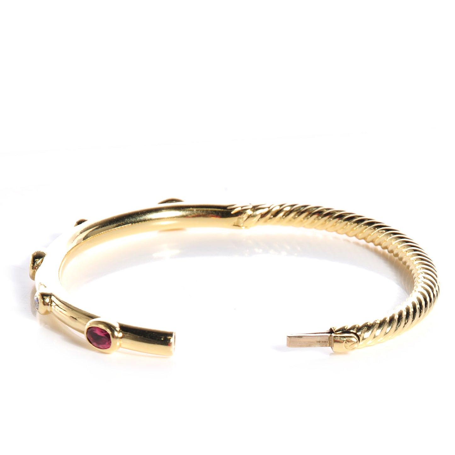 18k Yellow Gold Ruby And Diamond Bangle