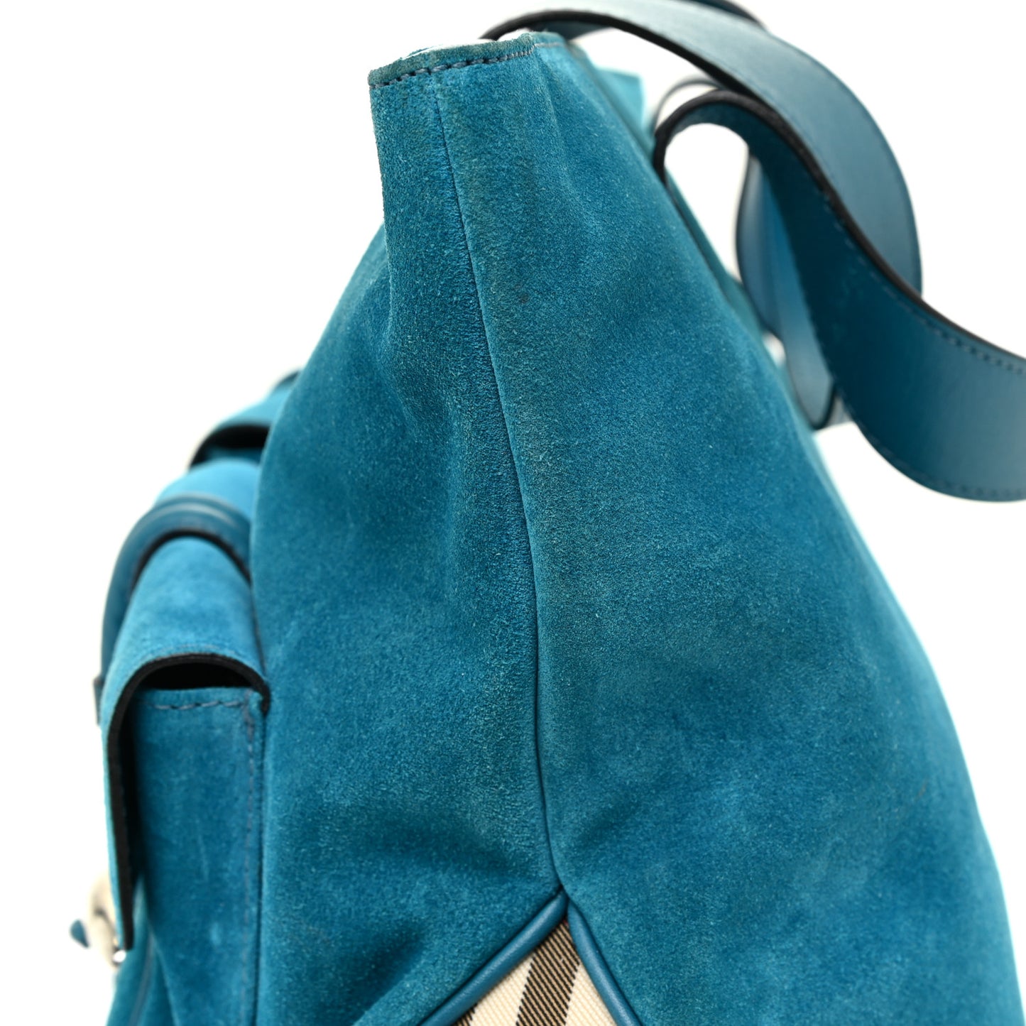 Suede Classic Check Shoulder Bag Blue
