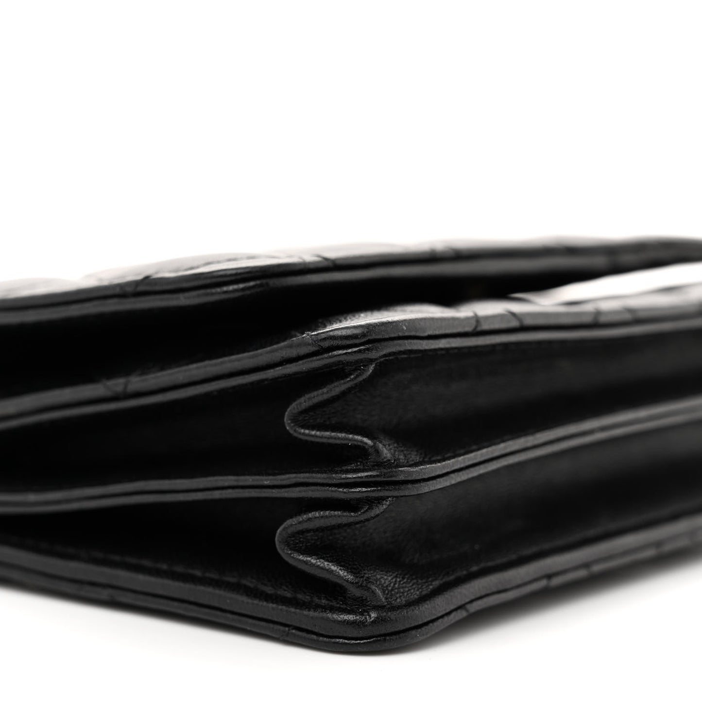 Lambskin Quilted Mini Camellia Bow Wallet On Chain WOC Black