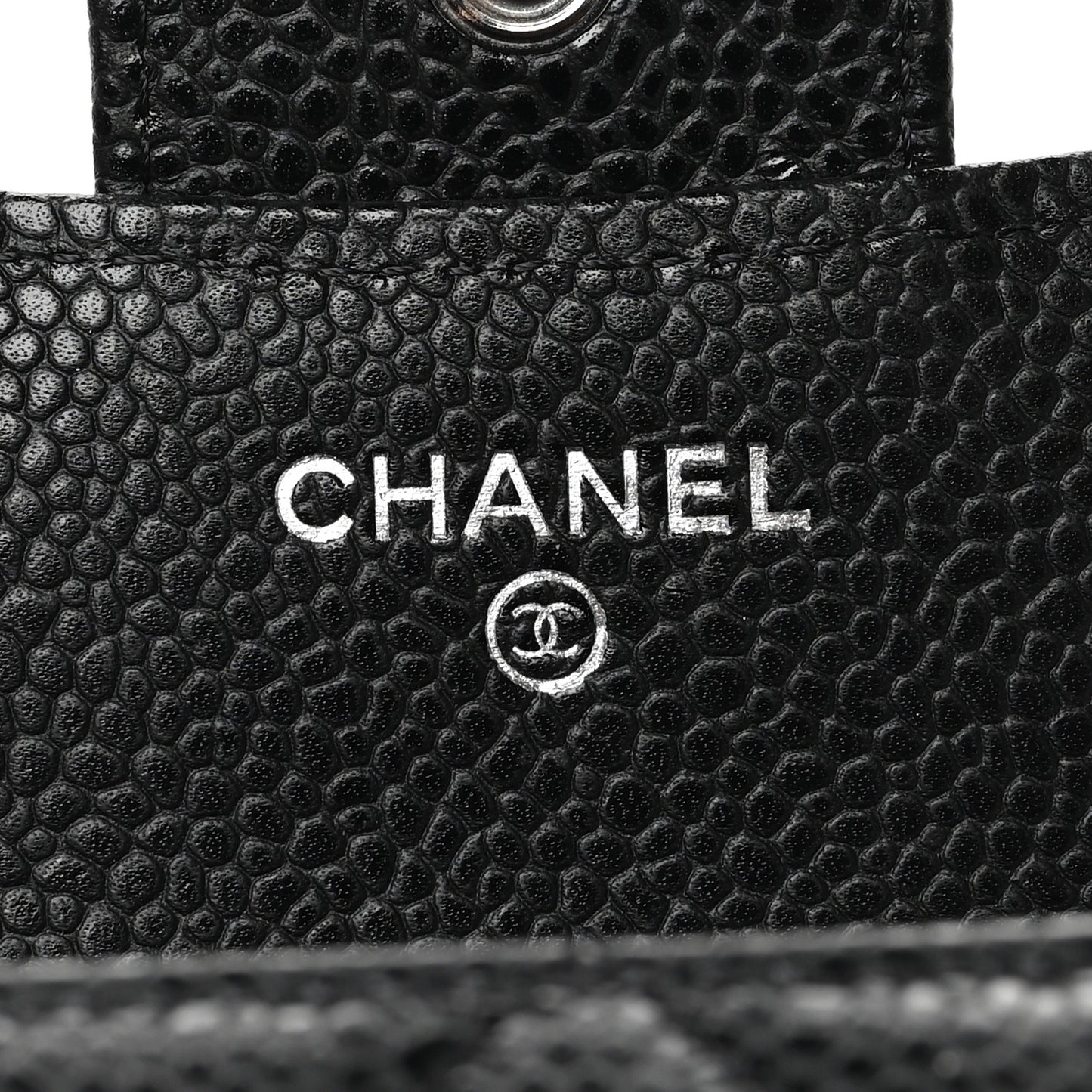 Caviar Quilted Compact Flap Wallet Black