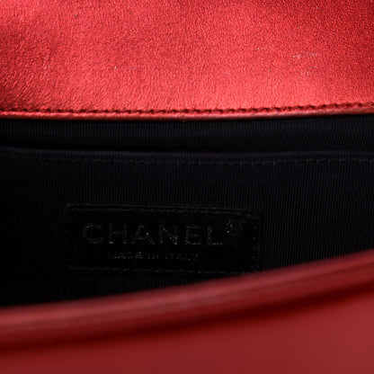 Chanel Metallic Patent Calfskin Quilted Medium Boy Flap Red 17 of 20