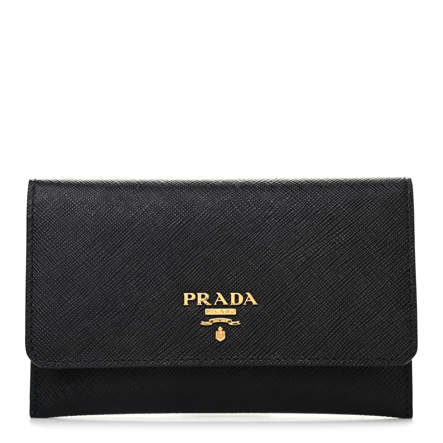 Prada Saffiano Metal Flap Wallet Black 3 of 8