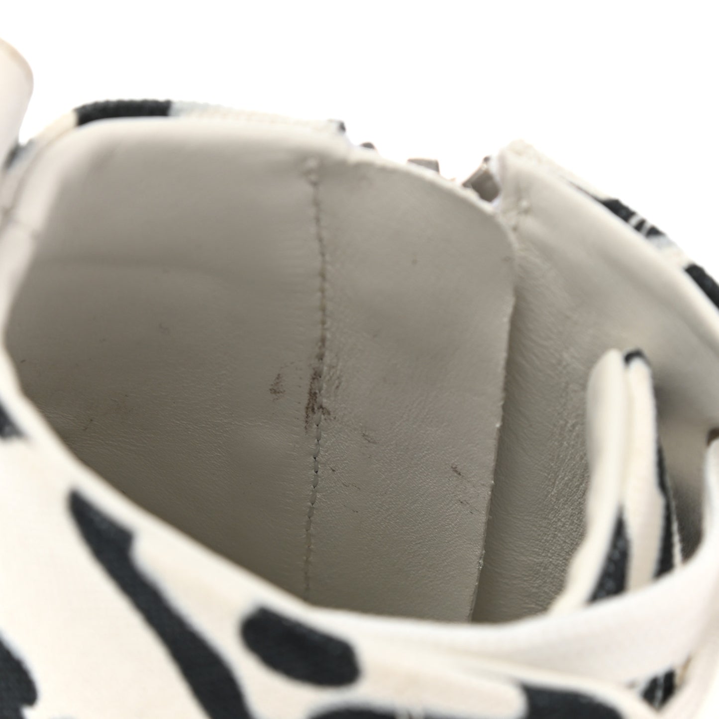 X UF Calfskin Tufted Monogram Stellar Sneaker Boots 37 White Black