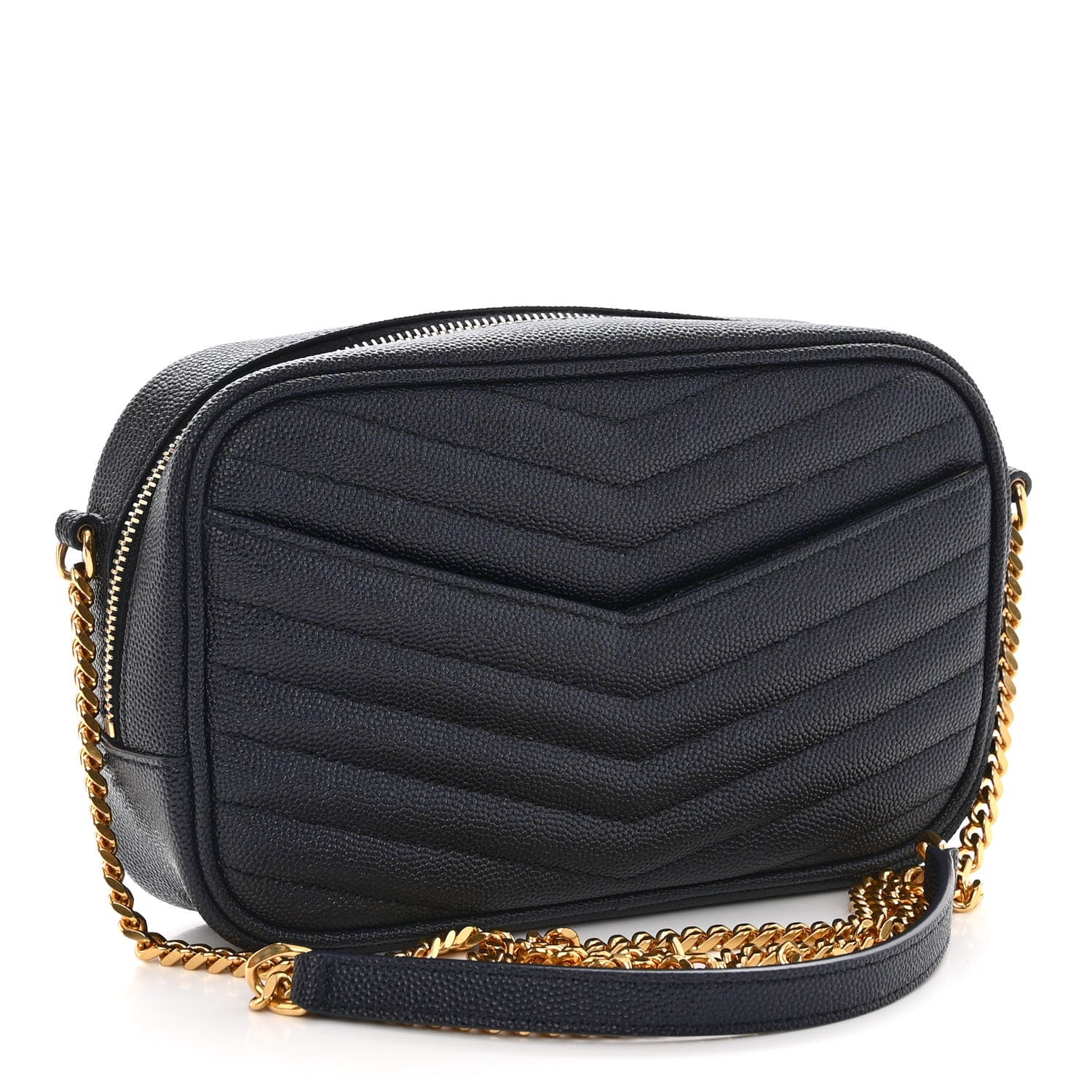 Saint Laurent Grain De Poudre Matelasse Monogram Mini Lou Camera Bag Deep Marine 3 of 11