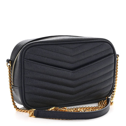 Saint Laurent Grain De Poudre Matelasse Monogram Mini Lou Camera Bag Deep Marine 3 of 11
