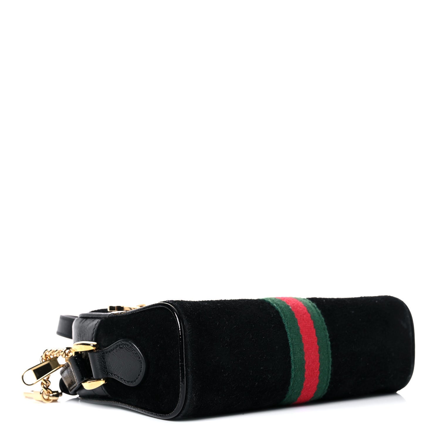 Gucci Suede Patent Web Mini Ophidia Shoulder Bag Black 4 of 14