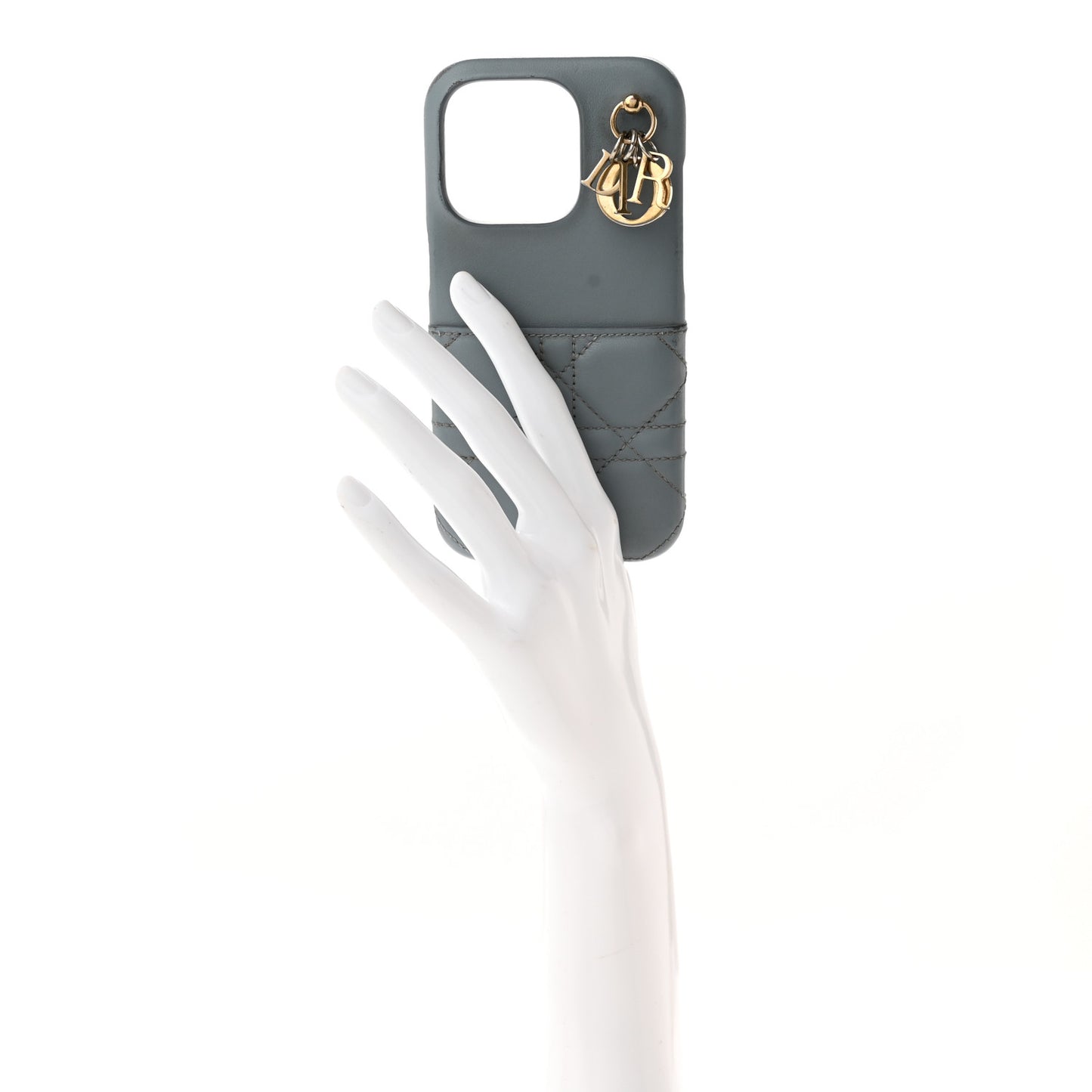 Lambskin Cannage Lady Dior Tech iPhone 14 Pro Case Cloud Blue