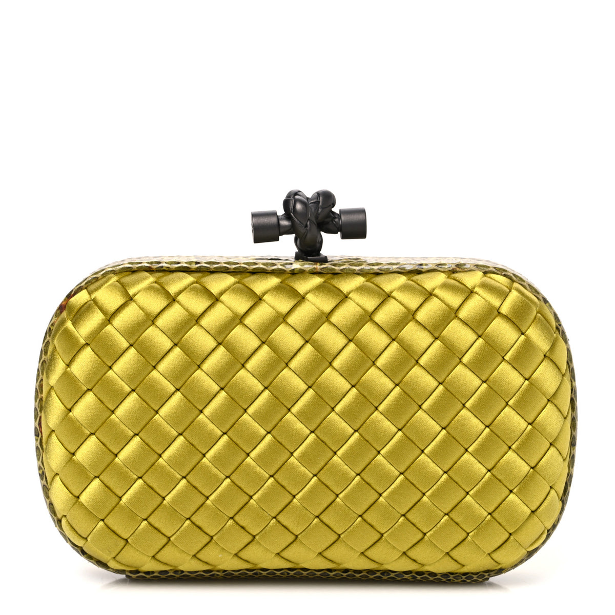Bottega Veneta Satin Intreccio Impero Ayers Knot Clutch Chartreuse 1 of 7