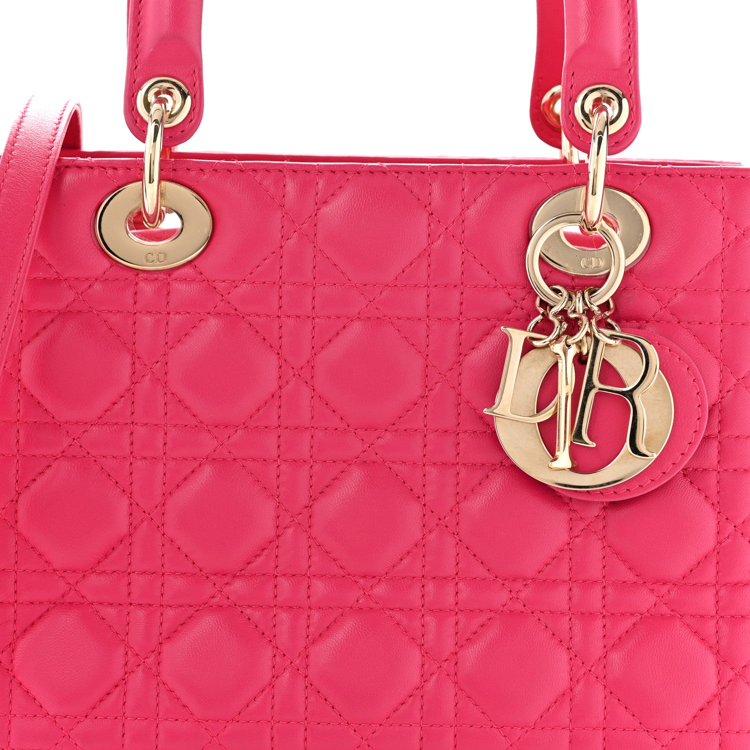 Christian Dior Lambskin Cannage Medium Lady Dior Fuchsia 8 of 11