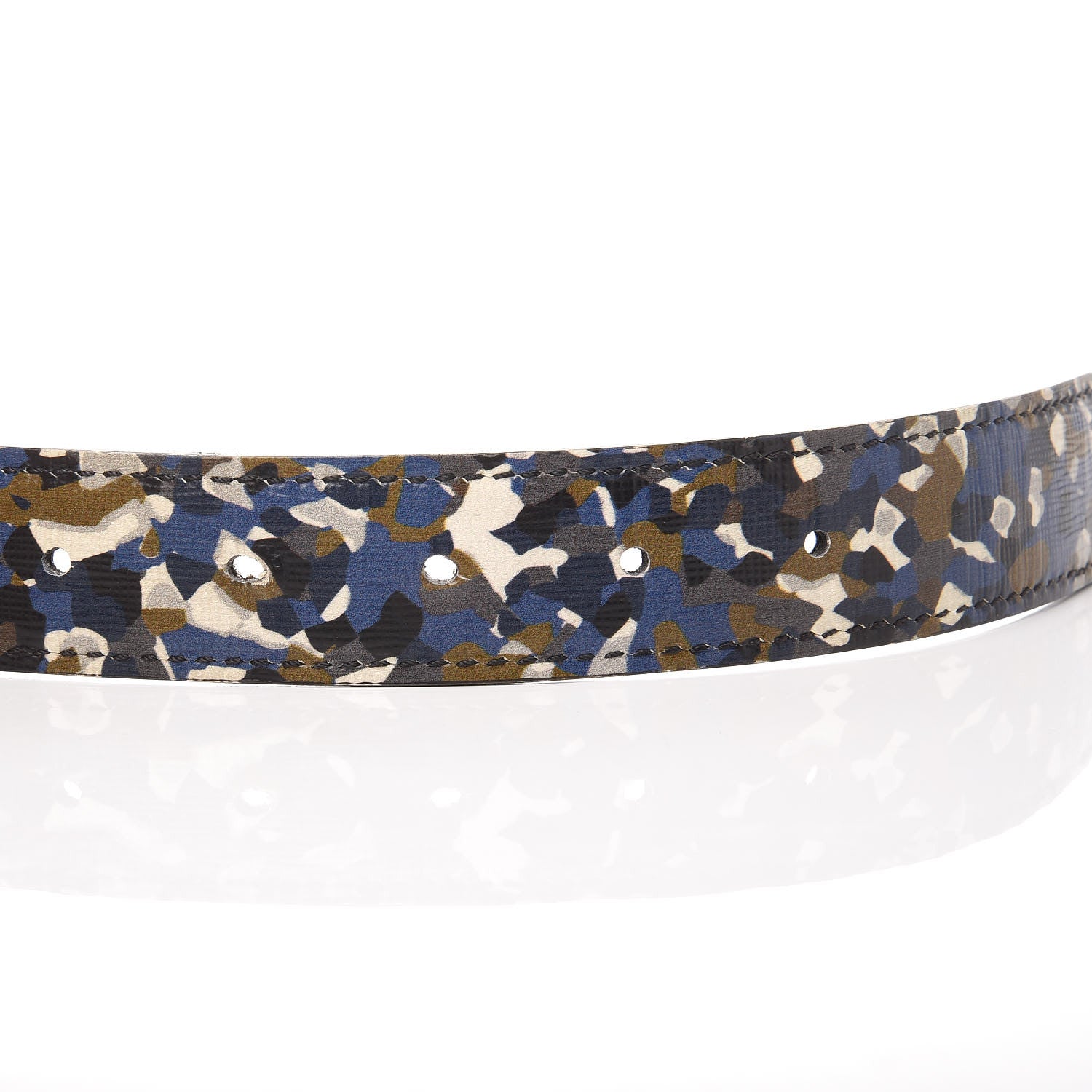Fendi Coated Canvas Enamel Granite Monster Eyes Buckle Belt Black Multicolor 8 of 11