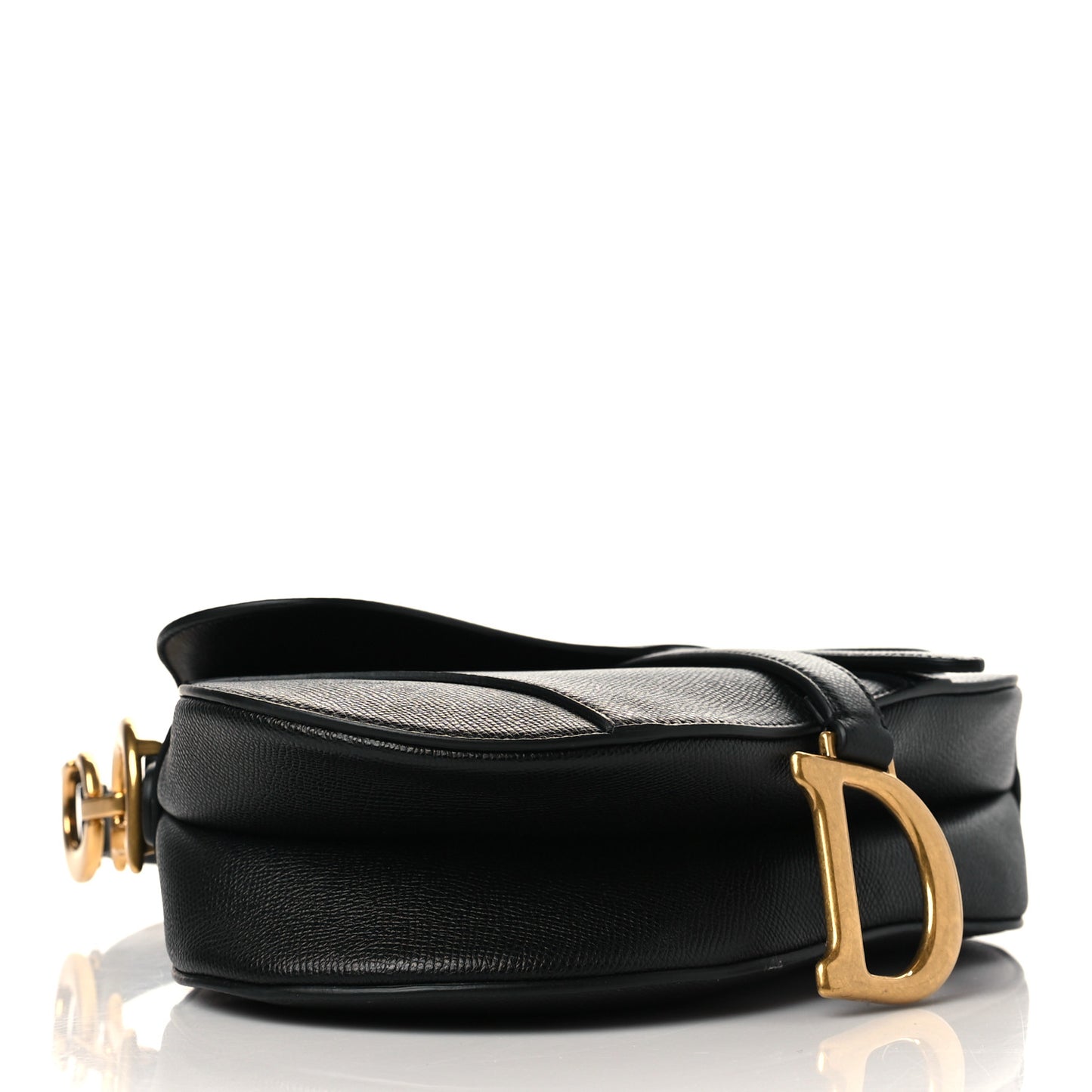 Grained Calfskin Saddle Bag Black
