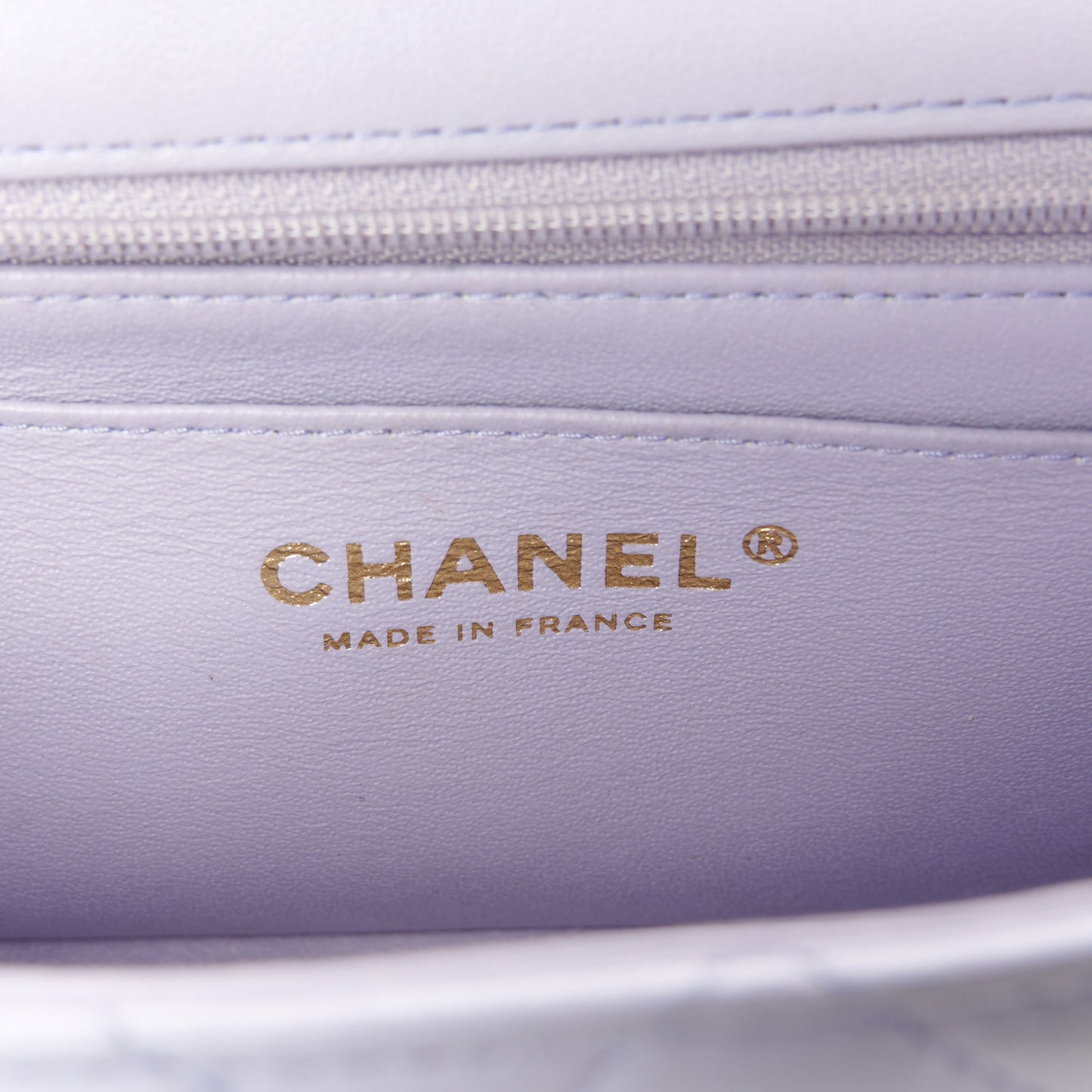 Lambskin Quilted Mini Top Handle Rectangular Flap Light Purple