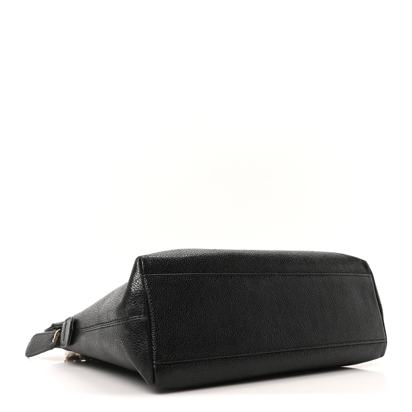 Caviar Embroidered Logo Shoulder Bag Black