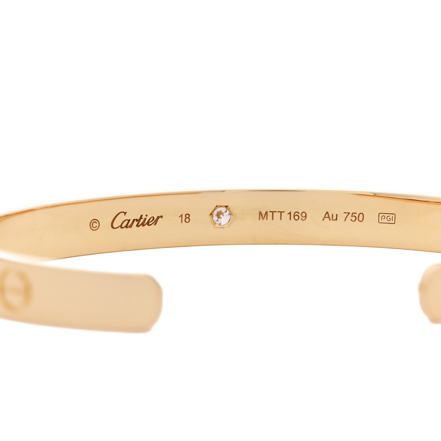 Cartier 18K Yellow Gold 1 Diamond LOVE Cuff Bracelet 18 3 of 4