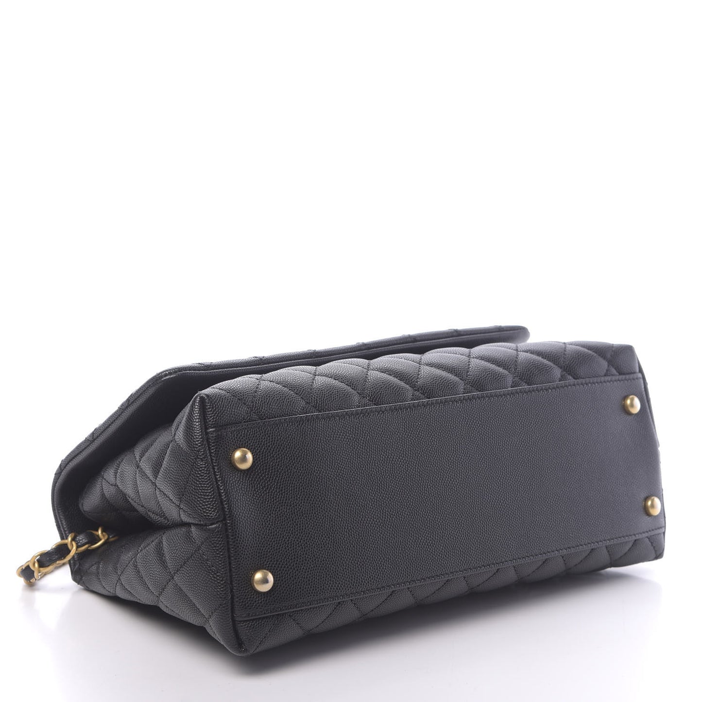 Caviar Quilted Small Coco Handle Flap Black