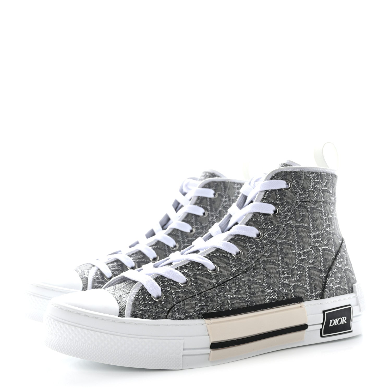 Christian Dior Metallic Oblique Jacquard Mens B23 High Top Sneakers 42 Grey 3 of 9