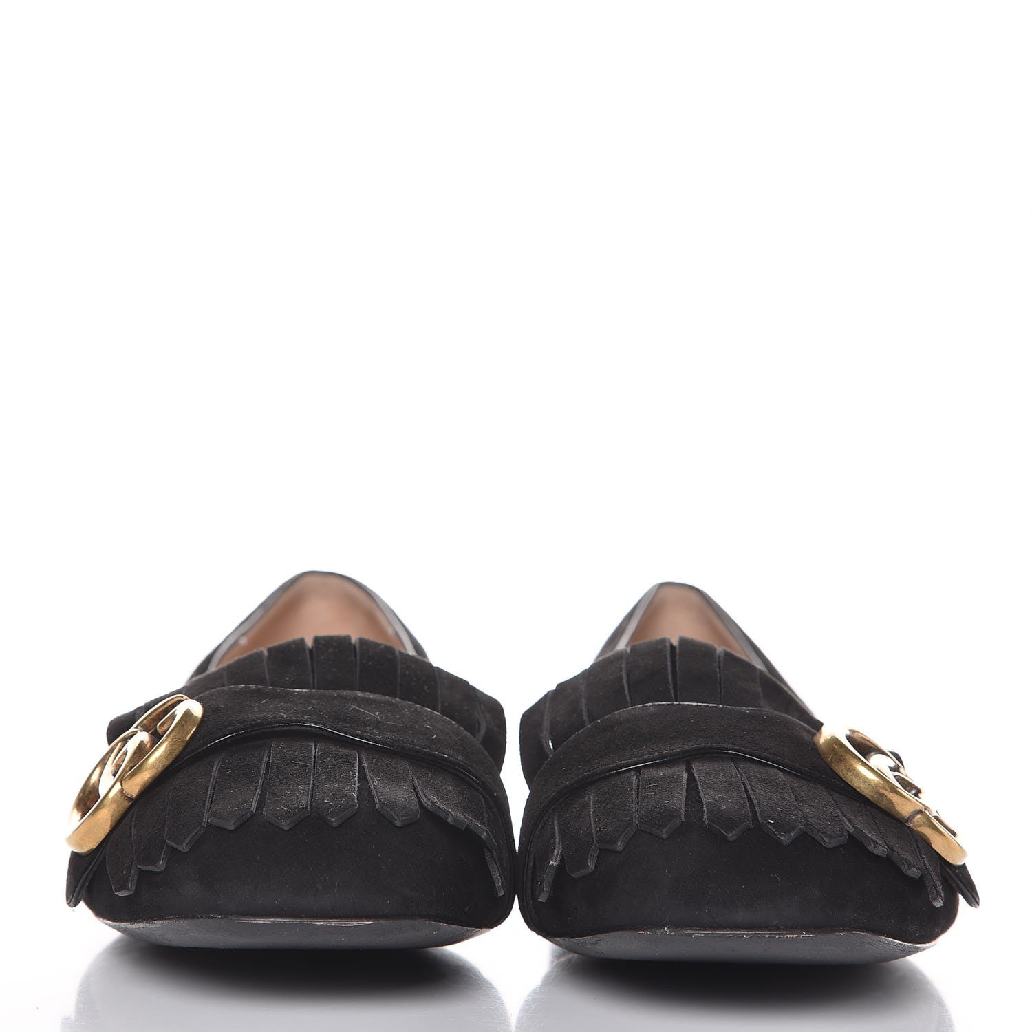 Gucci Kid Scamosciato GG Marmont Fringe Flats 40 Black 3 of 8