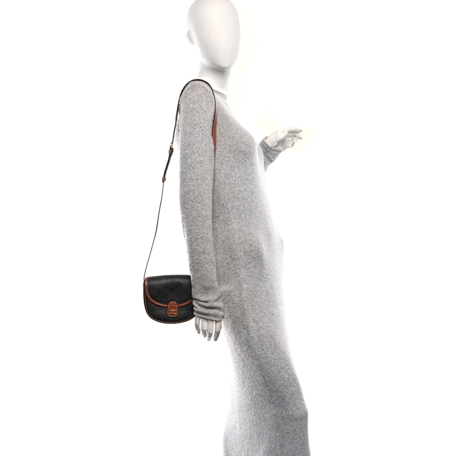 Celine Canvas Calfskin Triomphe Mini Besace Tan 2 of 12