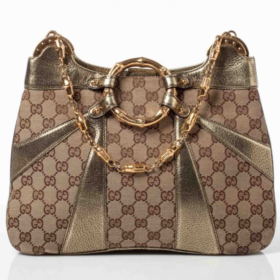Monogram Bamboo Chain Shoulder Bag Metallic