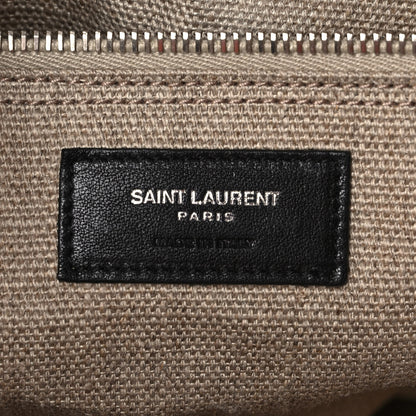 Saint Laurent Linen Calfskin Rive Gauche North South Tote Optic White 6 of 9