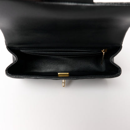 Chanel Lambskin Quilted Mini Top Handle Rectangular Flap Black 5 of 12