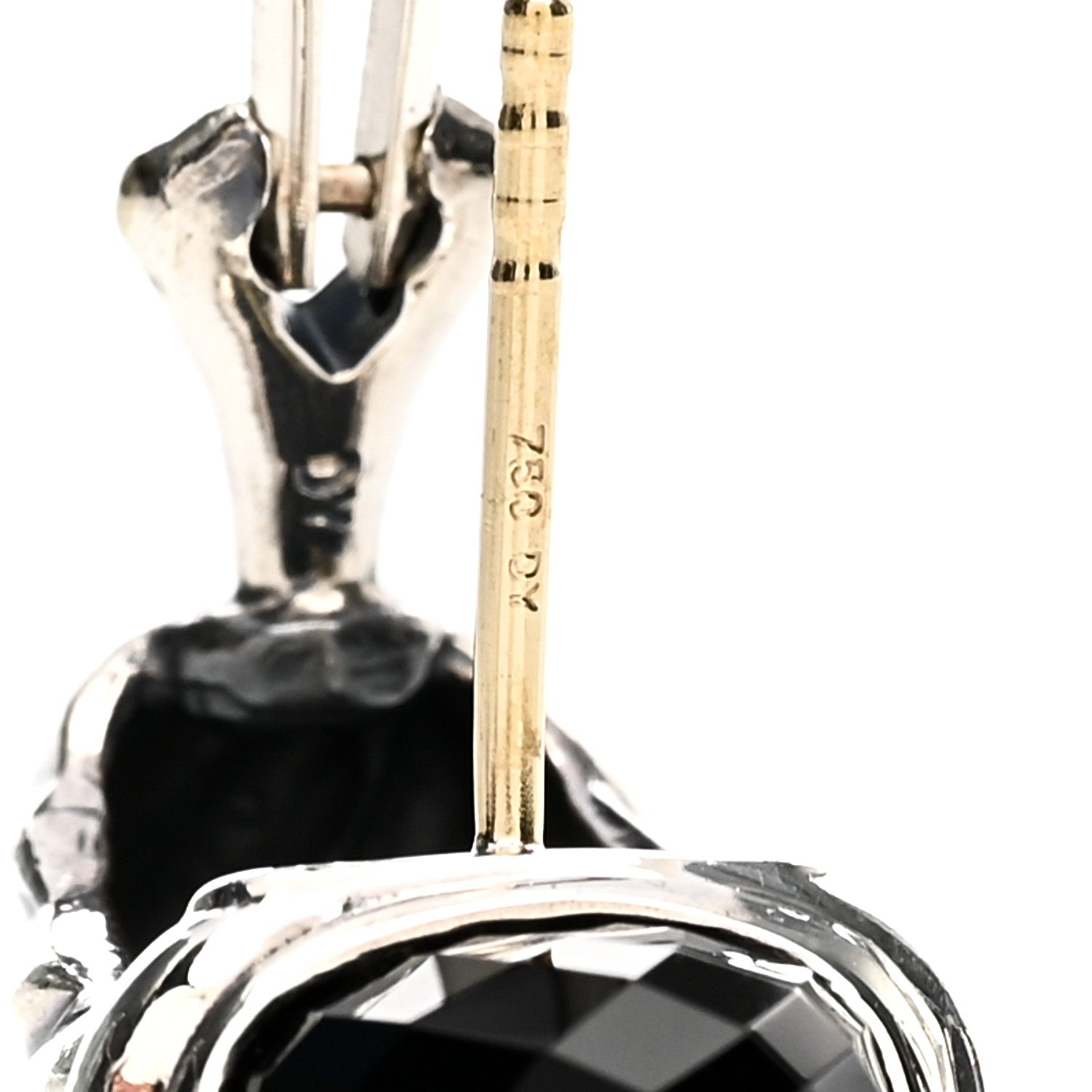 David Yurman Sterling Silver 14K Yellow Gold Black Onyx Capri Shrimp Earrings 5 of 5