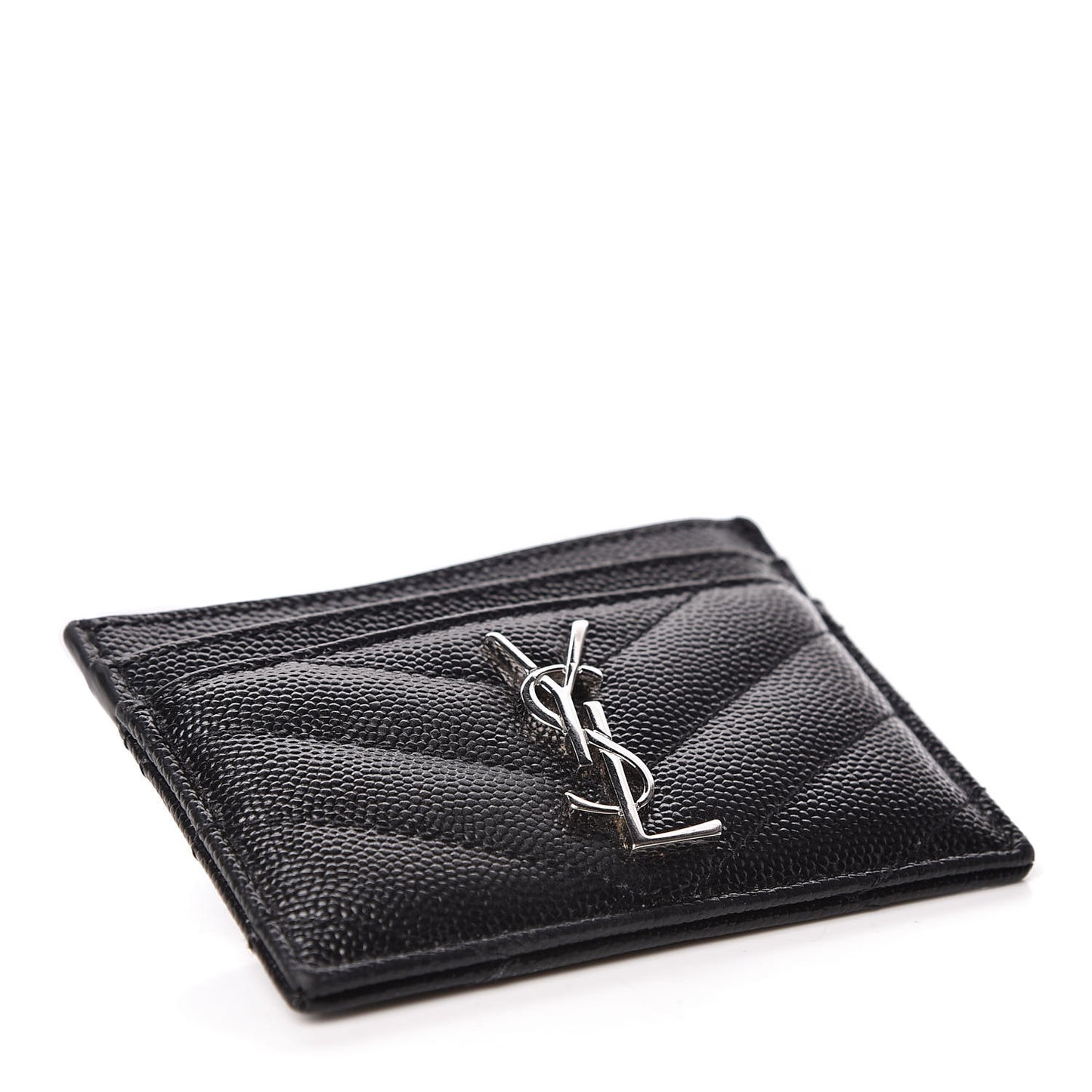 Grain De Poudre Matelasse Chevron Monogram Credit Card Case Black