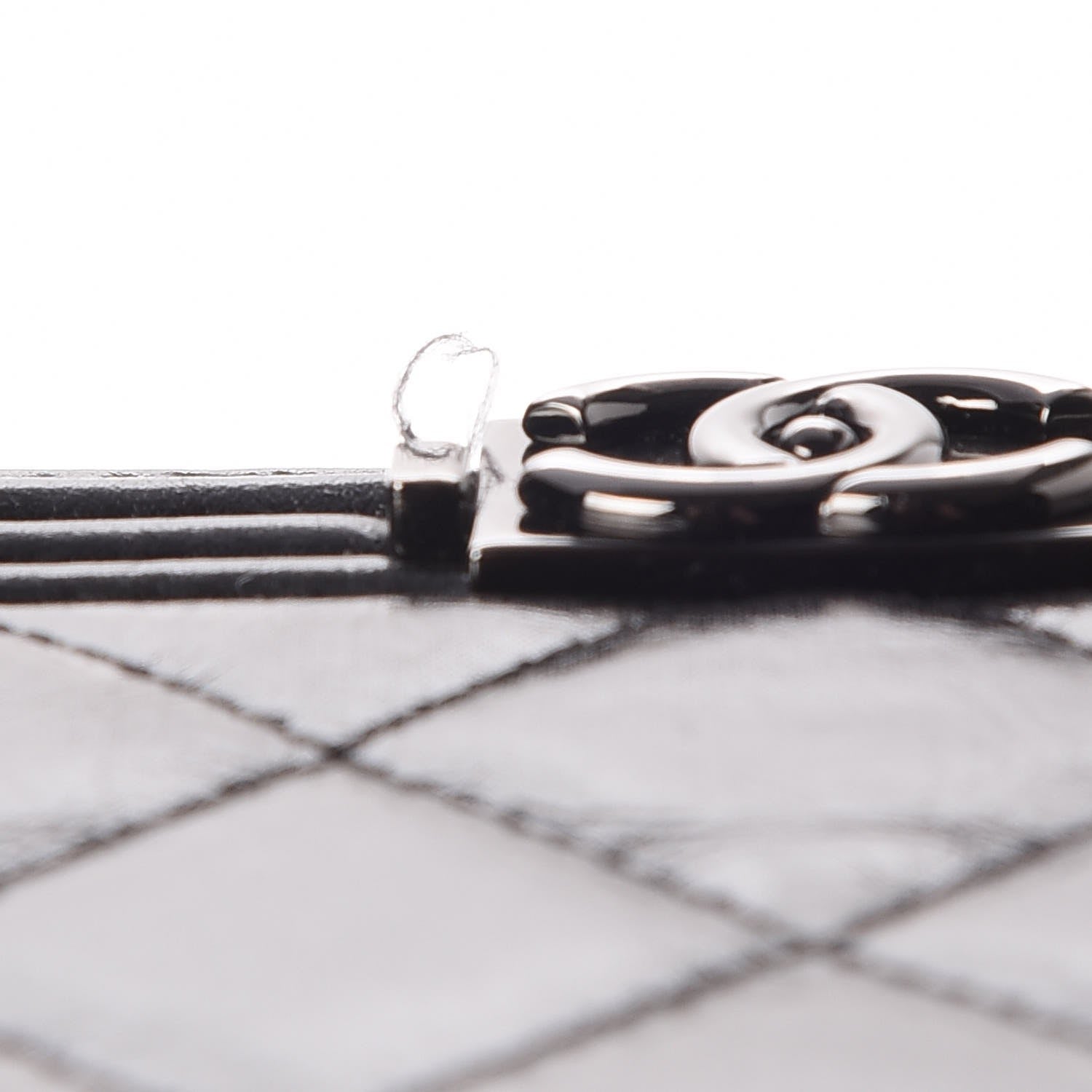 Chanel Distressed Patent Quilted Boy Zip Around Wallet Black 5 of 10