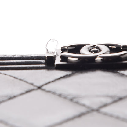 Chanel Distressed Patent Quilted Boy Zip Around Wallet Black 5 of 10
