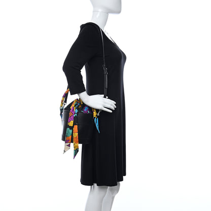 Saint Laurent Calfskin Silk Floral Print Small Bucket Bag Black Multicolor 2 of 9
