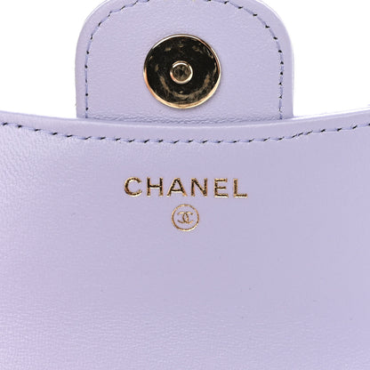 Chanel Lambskin Quilted Top Handle Flap Coin Purse With Chain Light Purple 6 of 11
