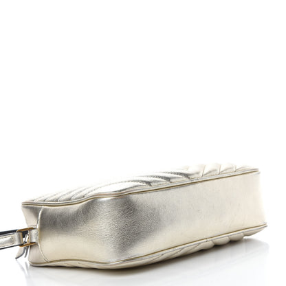 Saint Laurent Metallic Calfskin Matelasse Monogram Lou Camera Bag Platino 4 of 11
