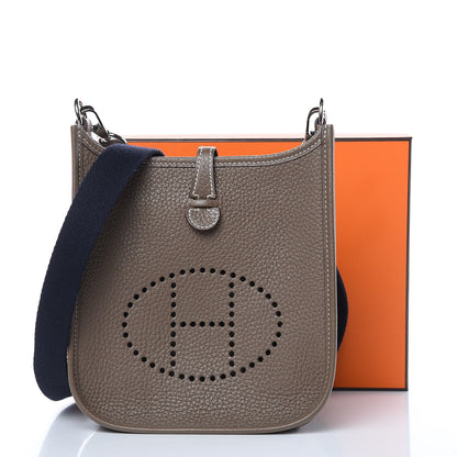 Hermes Taurillon Clemence Amazone Evelyne TPM Etoupe Bleu Indigo 11 of 11