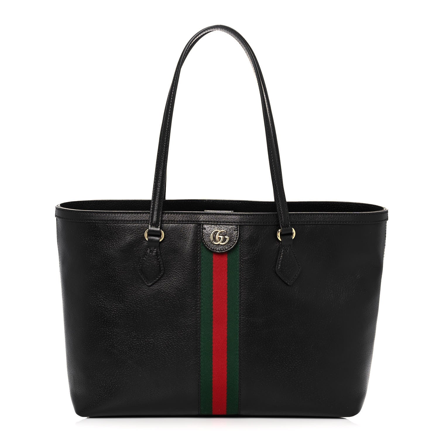 Gucci Textured Calfskin Web Medium Ophidia Shopping Tote Black 1 of 13